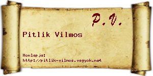Pitlik Vilmos névjegykártya